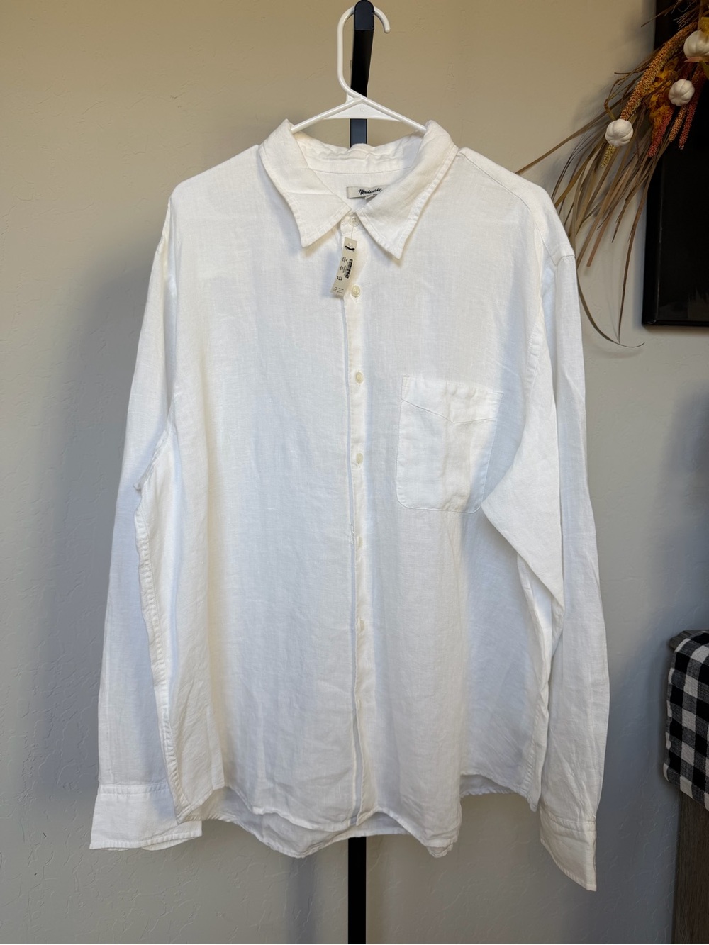 Madewell White 100% Linen Button Down Shirt XL NWT